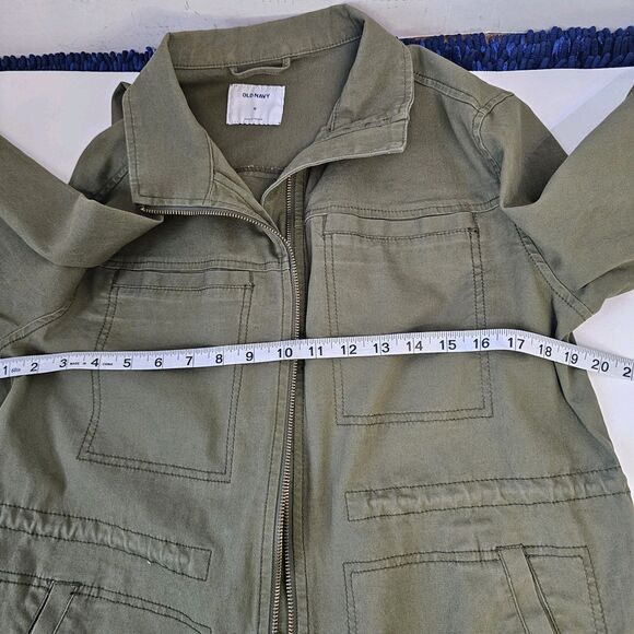 Women Old Navy Army Green Utility Jacket Sz Medium Pockets Gorp Core Casual S385 - Picture 6 of 9
